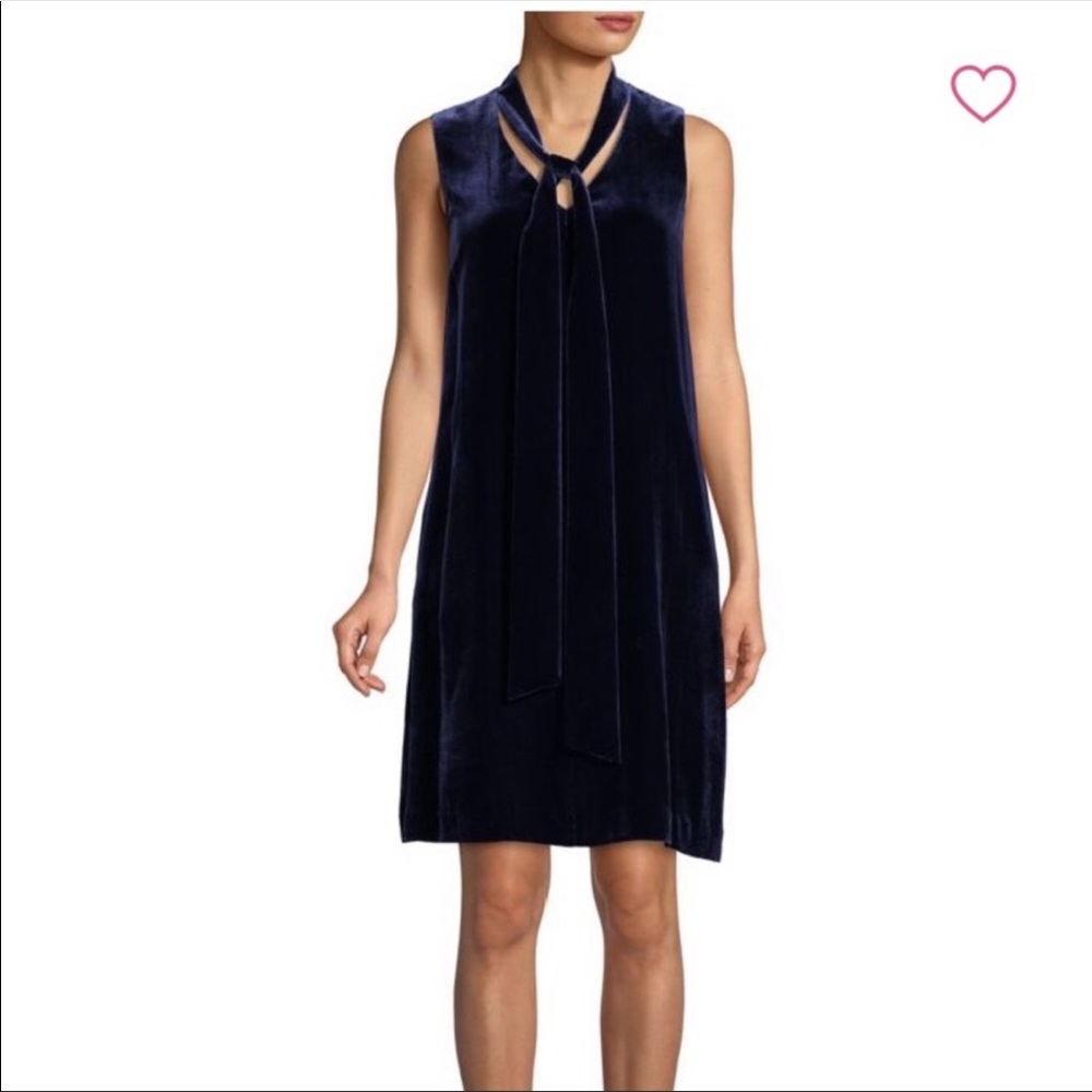 Lafayette 148 New York Ronan Tie-Neck Silk Velvet Dress Raisin XL